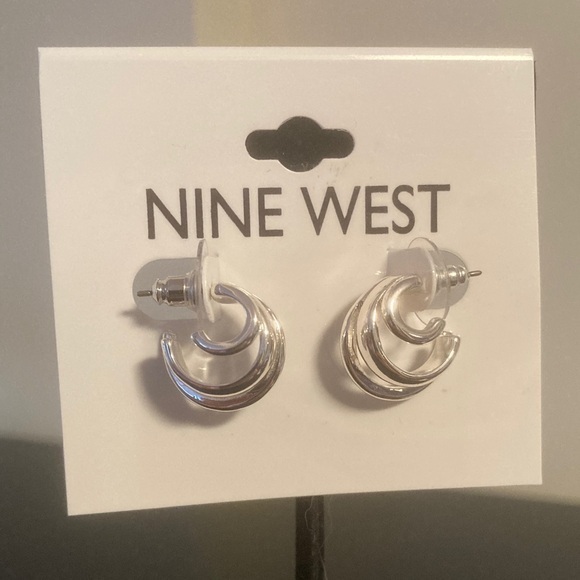 Nine West Jewelry - Nine West Silver Double Hoop Earrings